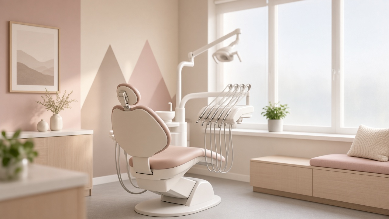 Calm pediatric treatment room ready for restorative care